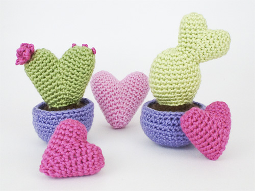 Heart Cactus Collection crochet pattern by PlanetJune