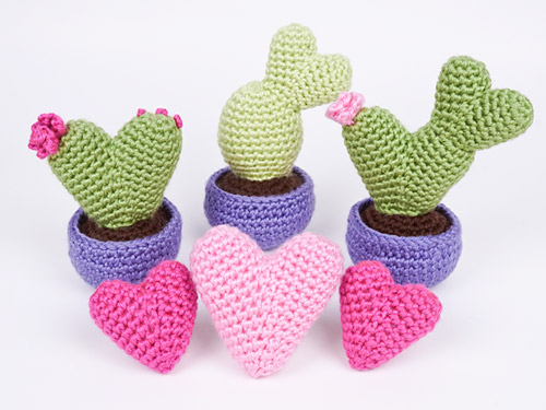 Heart Cactus Collection crochet patterns by PlanetJune