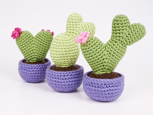 Heart Cactus Collection crochet patterns by PlanetJune