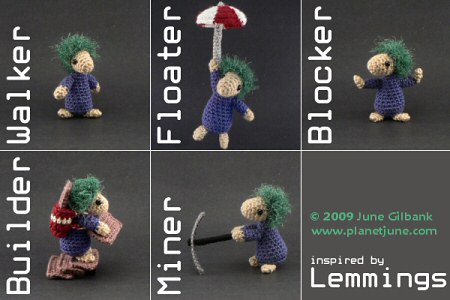 crocheted lemmings by planetjune