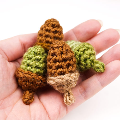 Oak Leaf Collection and Life-Sized Acorn crochet patterns by PlanetJune