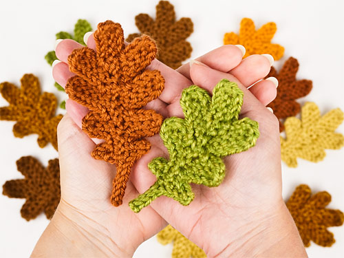 Oak Leaf Collection and Life-Sized Acorn crochet patterns by PlanetJune
