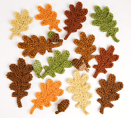 Oak Leaf Collection and Life-Sized Acorn crochet patterns by PlanetJune
