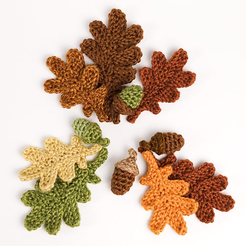 Oak Leaf Collection and Life-Sized Acorn crochet patterns by PlanetJune