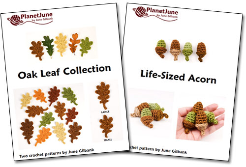 Oak Leaf Collection and Life-Sized Acorn crochet patterns by PlanetJune