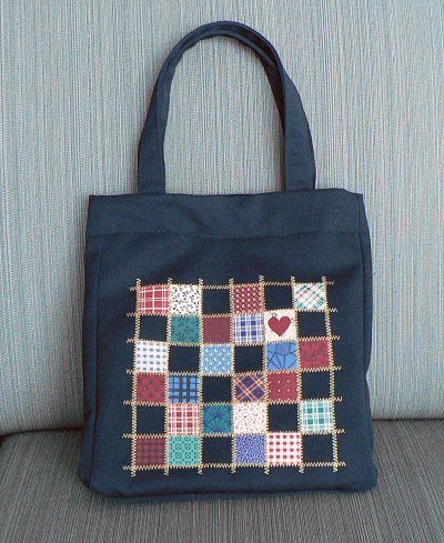 patchwork embellished tote bag