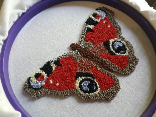 punchneedle butterfly: peacock by planetjune