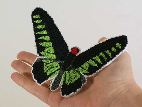 punchneedle butterfly: rajah brooke's birdwing by planetjune