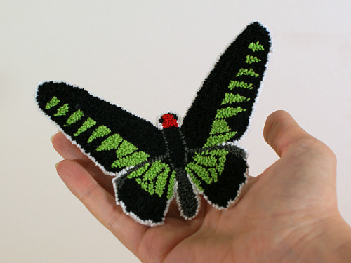 punchneedle butterfly: rajah brooke's birdwing by planetjune