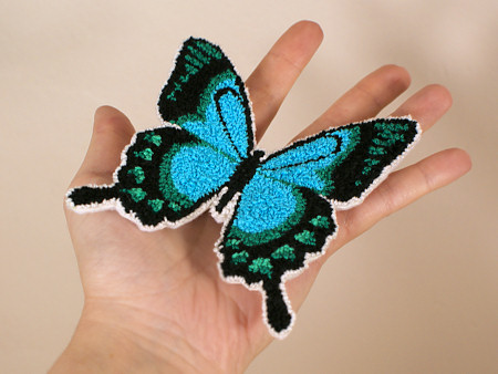 sea green swallowtail punchneedle embroidery by planetjune