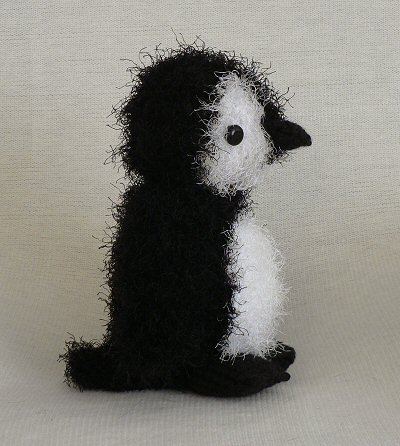 crocheted fuzzy penguin