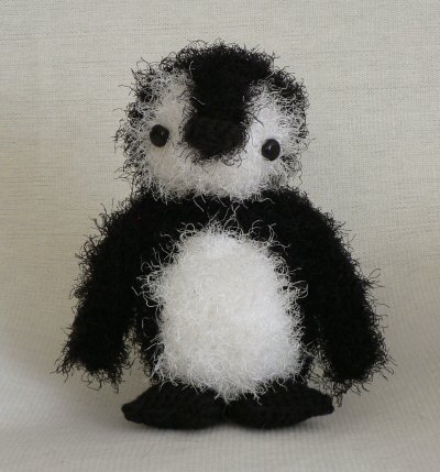 crocheted fuzzy penguin