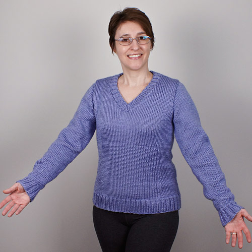 machine/hand knitted periwinkle sweater by planetjune