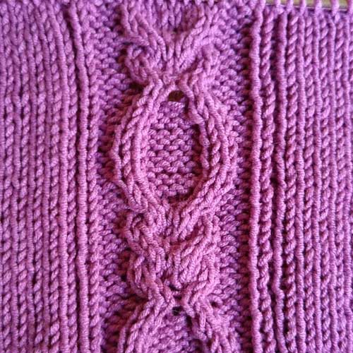 pink cabled cardigan