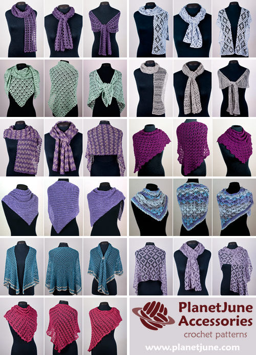 PlanetJune Accessories shawl and wrap crochet patterns