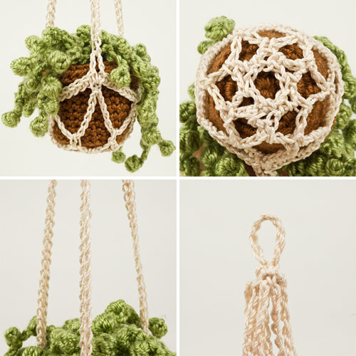 home decor gift for her macrame plant hanger crochet plant Crochet plant in hanger amigurumi plant with macrame hanger