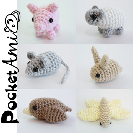 pocketami sets 1 and 2 amigurumi crochet patterns by planetjune