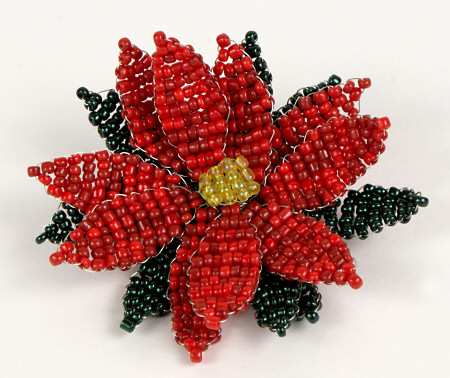 Victorian beaded poinsettia by planetjune