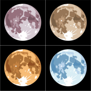 Punchneedle: Purple Moon, Sepia Moon, Blue Moon, Harvest Moon