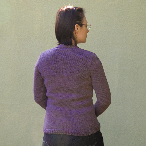 purple cardigan