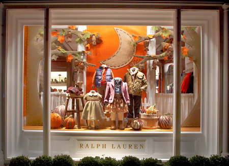 Ralph Lauren Children's Store window with PlanetJune Fruit Bats