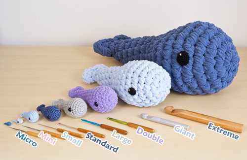 resizing amigurumi by scaling up and down, by planetjune