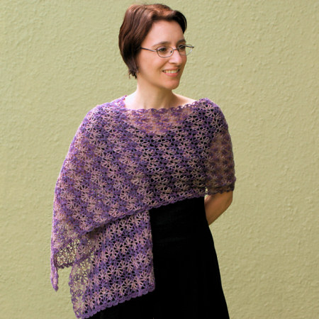 Rippled Lace Rectangular Shawl crochet pattern by June Gilbank