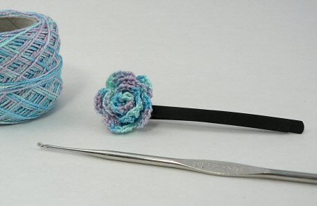 crocheted rose hairclip