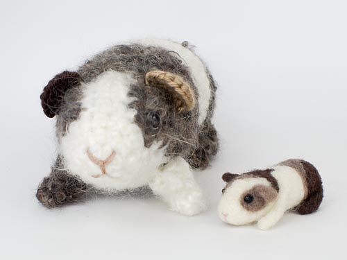 needlefelted guinea pig and amigurumi Guinea Pig crochet pattern, by PlanetJune