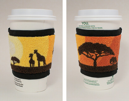 punchneedle coffee sleeve by planetjune