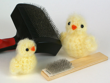 teasel brush and pet slicker brush for brushing crochet
