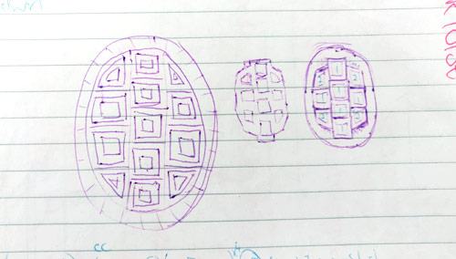 initial concept for tortoise crochet pattern by planetjune