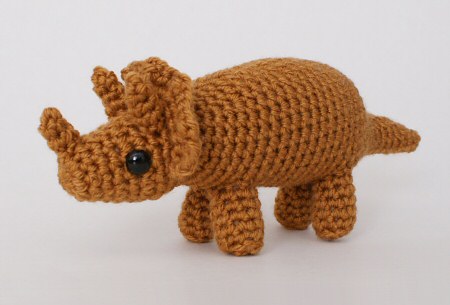 crocheted triceratops dinosaur by planetjune