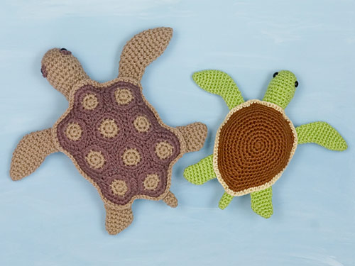 AquaAmi and Simple-Shell Sea Turtle crochet patterns by PlanetJune