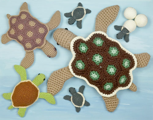 Baby Sea Turtle Collection, AquaAmi Sea Turtle and Simple-Shell Sea Turtle crochet patterns by PlanetJune