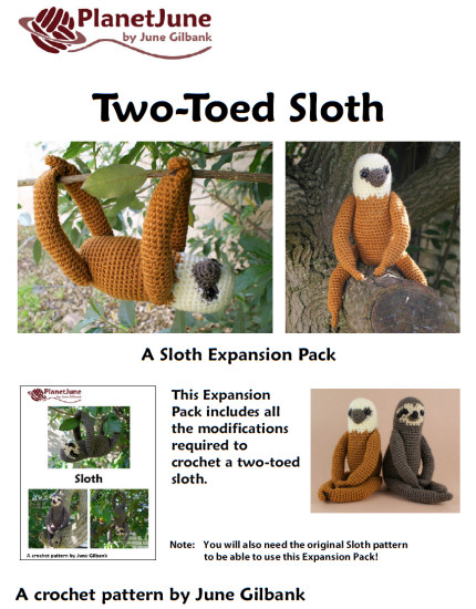 Two-Toed Sloth crochet pattern by PlanetJune