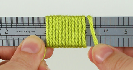 measuring yarn thickness: wraps per inch