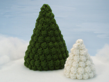 crocheted Christmas trees by planetjune