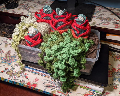 PlanetJune Stories: Diane's Modular Crocheted Succulent Arrangements