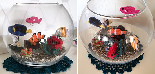 Dorte's crocheted fishbowl made from PlanetJune patterns