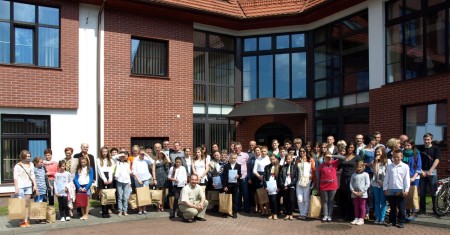 After the ceremony - winners and participants in front of Institute's building