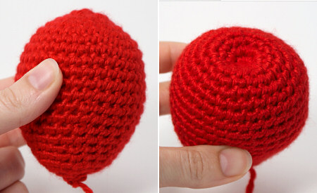 amigurumi apple by planetjune - shaping the apple