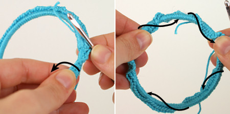 Twisted Chain Bangle crochet pattern, Figures 9-10