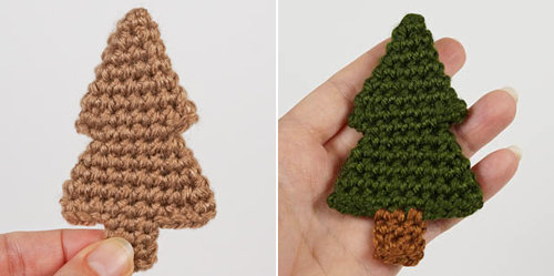 Gingerbread Tree & Christmas Tree Ornaments crochet pattern by PlanetJune