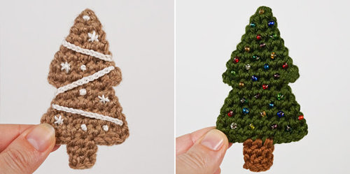 Gingerbread Tree & Christmas Tree Ornaments crochet pattern by PlanetJune