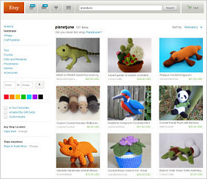 a sample of PlanetJune-designed toys available to purchase from Etsy