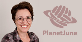 photo of June Gilbank with PlanetJune logo