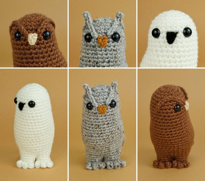 Owl Collection & Barn Owl - FOUR amigurumi crochet patterns - Click Image to Close