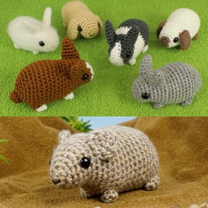 Baby Bunnies 1 & 2 and Pika - SEVEN amigurumi crochet patterns