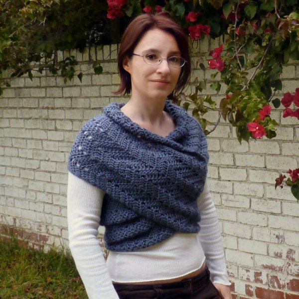Eyelet Ripple Scarf Sweater DONATIONWARE crochet pattern - Click Image to Close